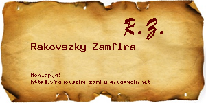 Rakovszky Zamfira névjegykártya